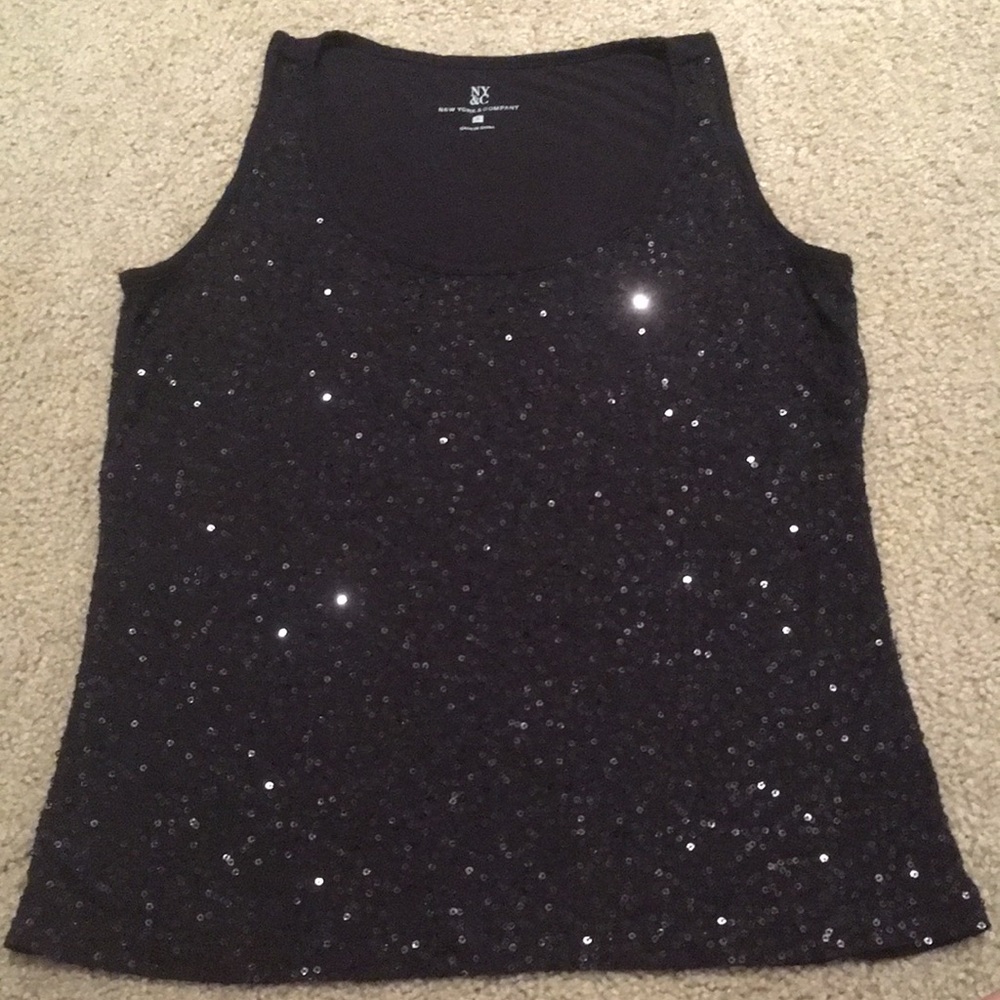 NY and company black sequin tank small